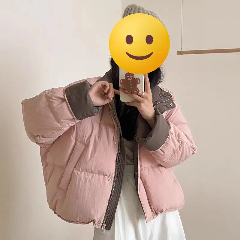 Robe à pain pour femmes, garde au chaud, hauts de tempérament, vêtements en coton moelleux, épais, blocage des couleurs, manteau à col montant, nouvelle collection hiver