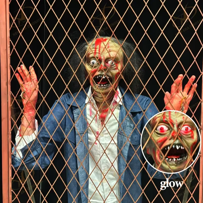 Hot Selling Halloween Prop Life Size Back Bend Ghost Scary Decoration Horror Male Zombie Figure Animatronic Lighted Plastic