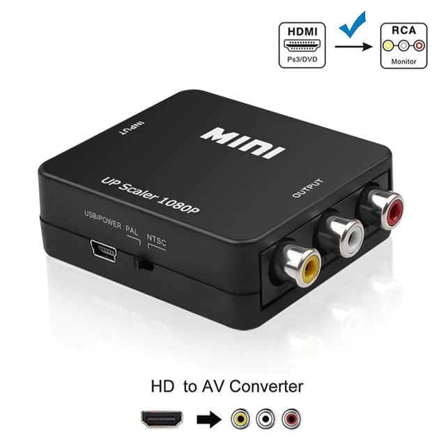 HDMI2AV HDMI compatible to RCA CVSB L R Video AV Scaler Adapter HD Video Converter Box 1080P for HDTV PC DVD Support NTSC PAL AliExpress