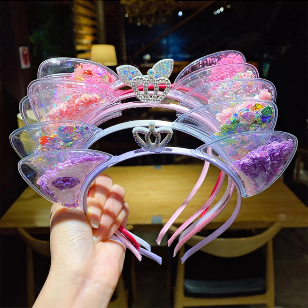 Girls Cute Shining Sequin Cat Ears Hairbands Sweet Ornament Headband Princess Gift Headwear Kids Fashion Hair Accessories