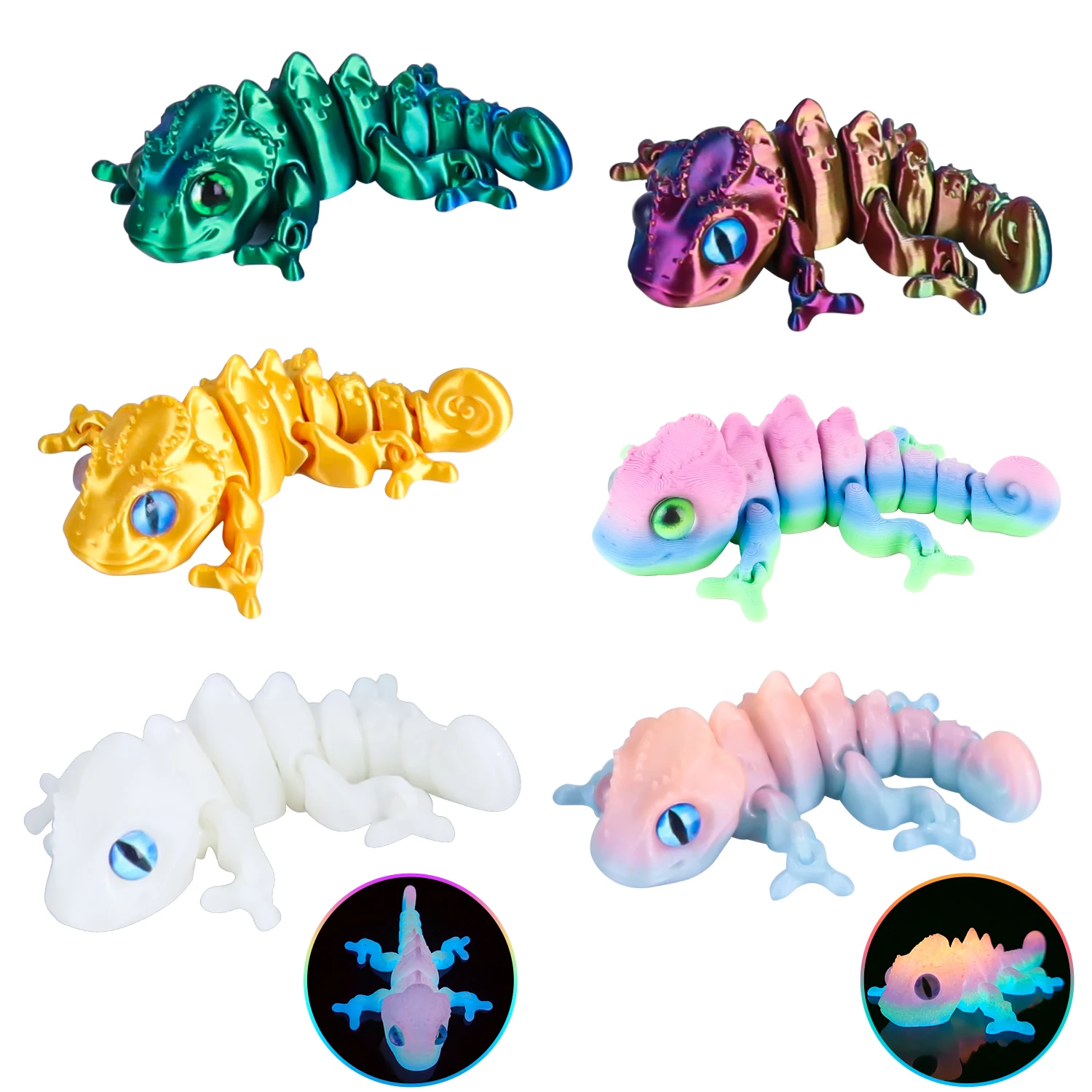 3D Printed Chameleon Lizard Toy - Articulated Flexible Joints, Stress Relief Fidget Toy, Cool Desk Decor for Home & Office