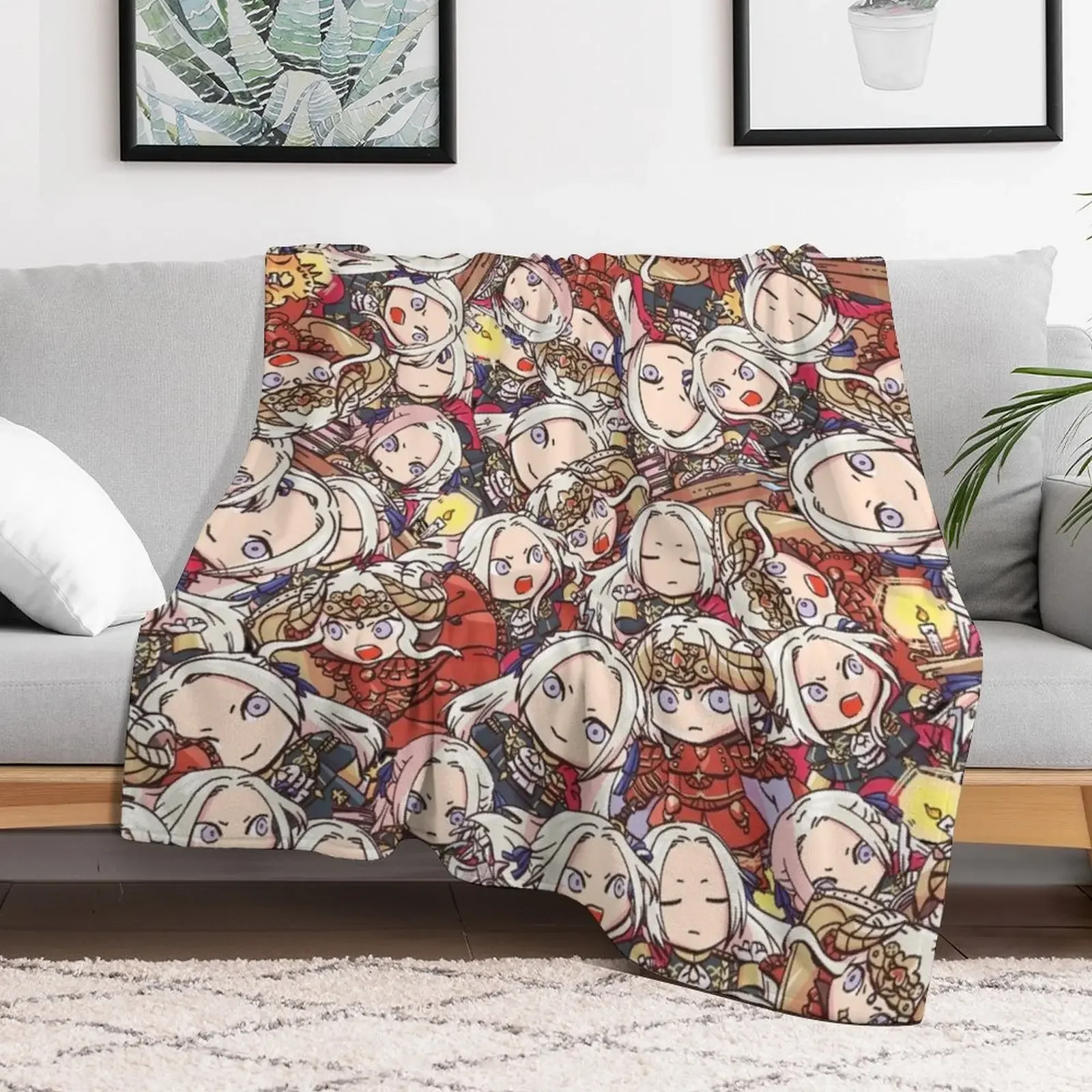 Fire Emblem Three Houses: Chibi Edelgard Collage Throw Blanket Soft Nap anime Blankets