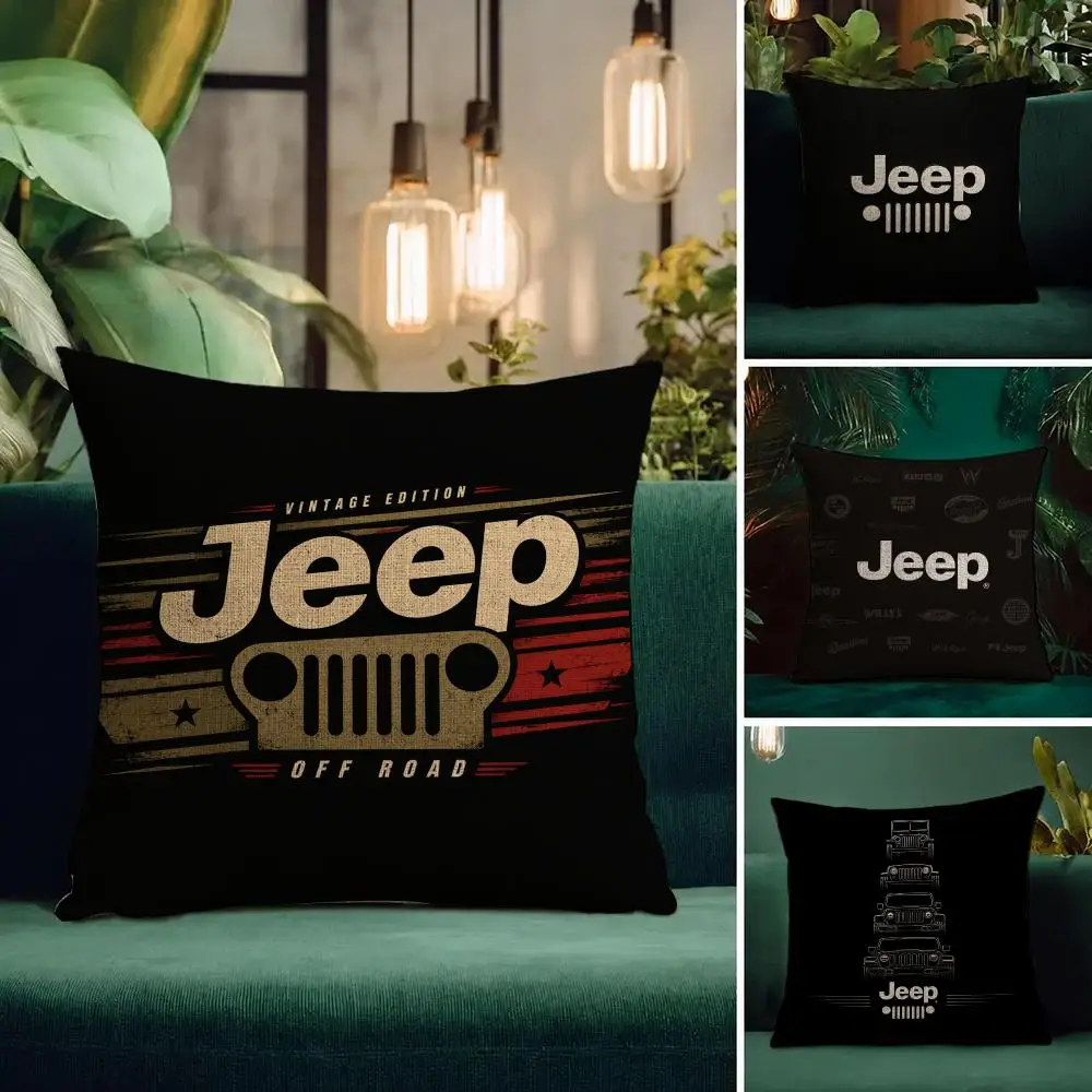 Brand Jeep Cushion Cover Natural Linen Pillowcase Set Cushion Cover for Sofa Bedroom Chair