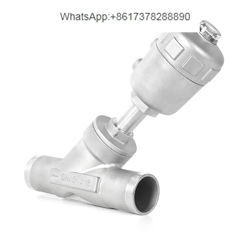 Pneumatic welding angle seat valve 304 stainless steel Y-shaped high-temperature steam water treatment DN80