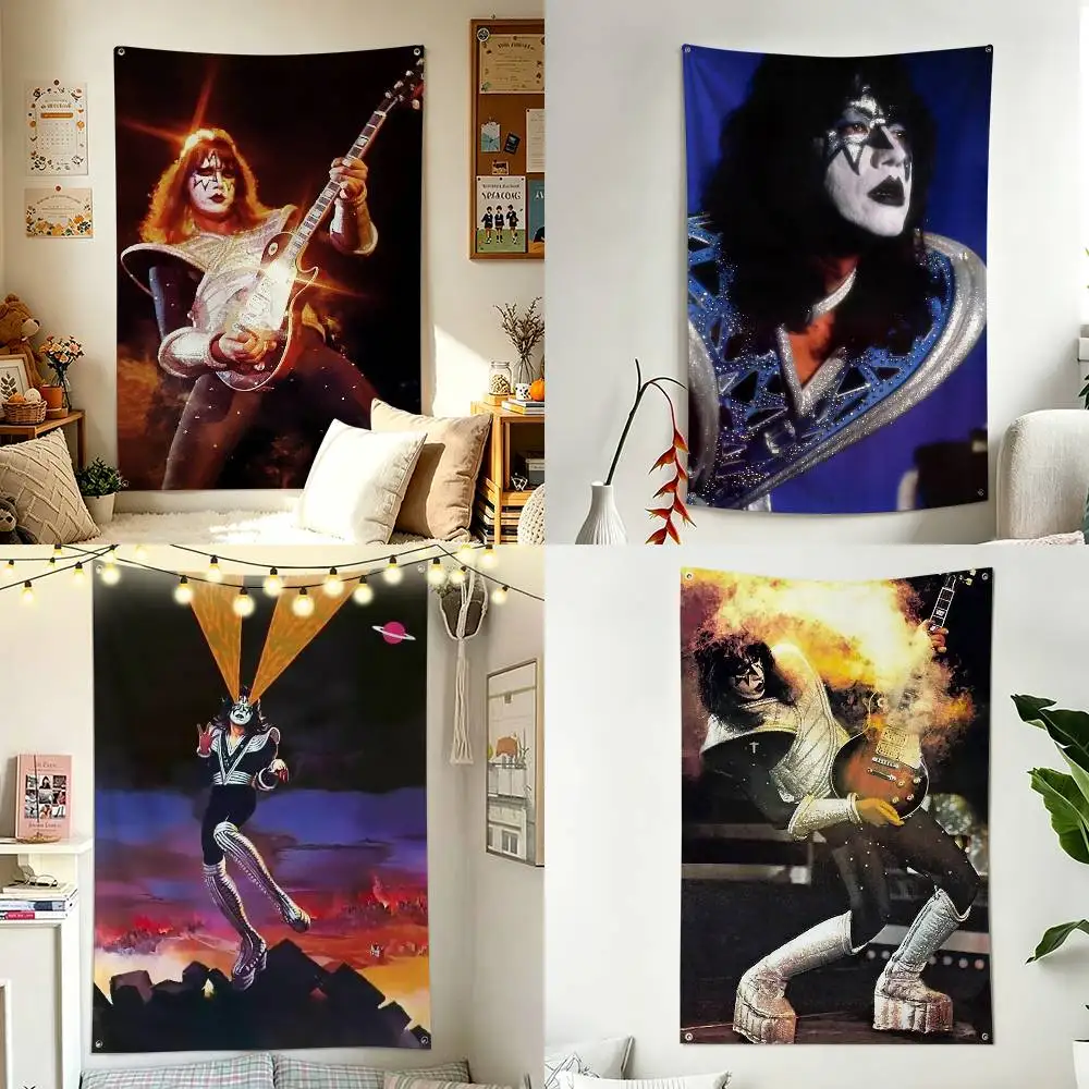 Rock Spaceman A-Ace Frehley K-KISS Home Decor Wall Hanging Vertical Flags Indoor Outdoor Background Tapestry