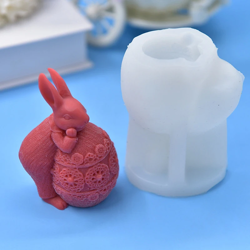 1 Candle Silicone Mold Rabbit Egg Aromatherapy Candle DIY Easter Drip Plaster Rabbit Mold