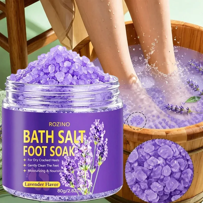 Rozino Lavender-Scented Foot Bath Salt Granules Have a Soft Texture and Can Clean the Impurities on the Surface of the Feet. It Has a Gentle Lavender Scent That Soothes the Body and Mind When Soaking Your Feet, While Also Moisturizing and Gently Nourishing the Skin of Your Feet. The Overall Formula Is Gentle and Easy to Use, Making It a Great Product for Daily Home Foot Care.
