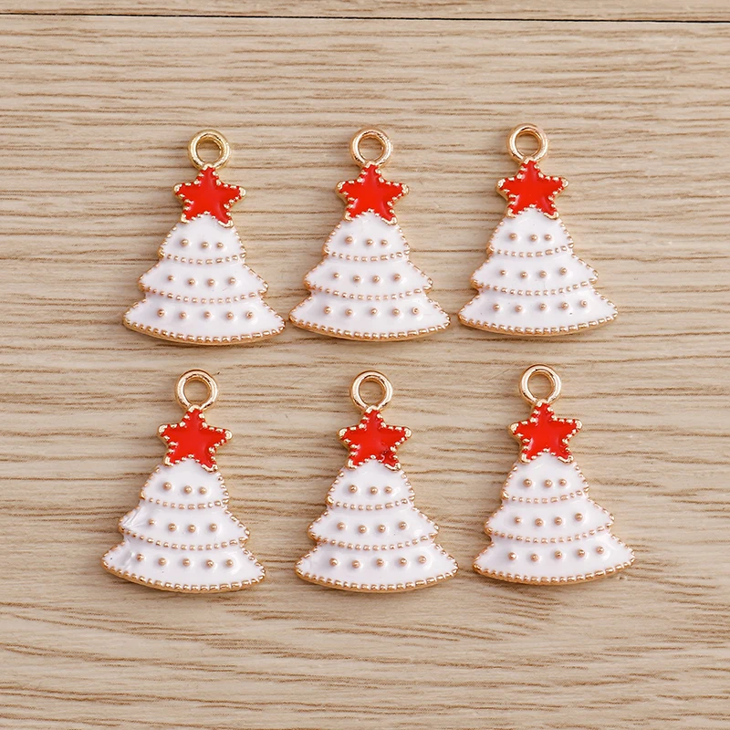 10 Stück Niedliche Weihnachtsanhänger aus Emaille: Weihnachtsmann, Handschuhe, Baum, Hirsch - Anhänger für Schmuckherstellung, Halsketten, Ohrringe, DIY-Geschenke – Detail 16