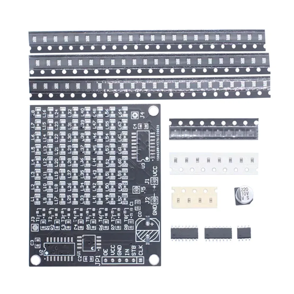 DIY Electronic Kit 64 SMD LED Patch Matrix Advertising Screen Soldering Project Practice Component Welding Training Suite