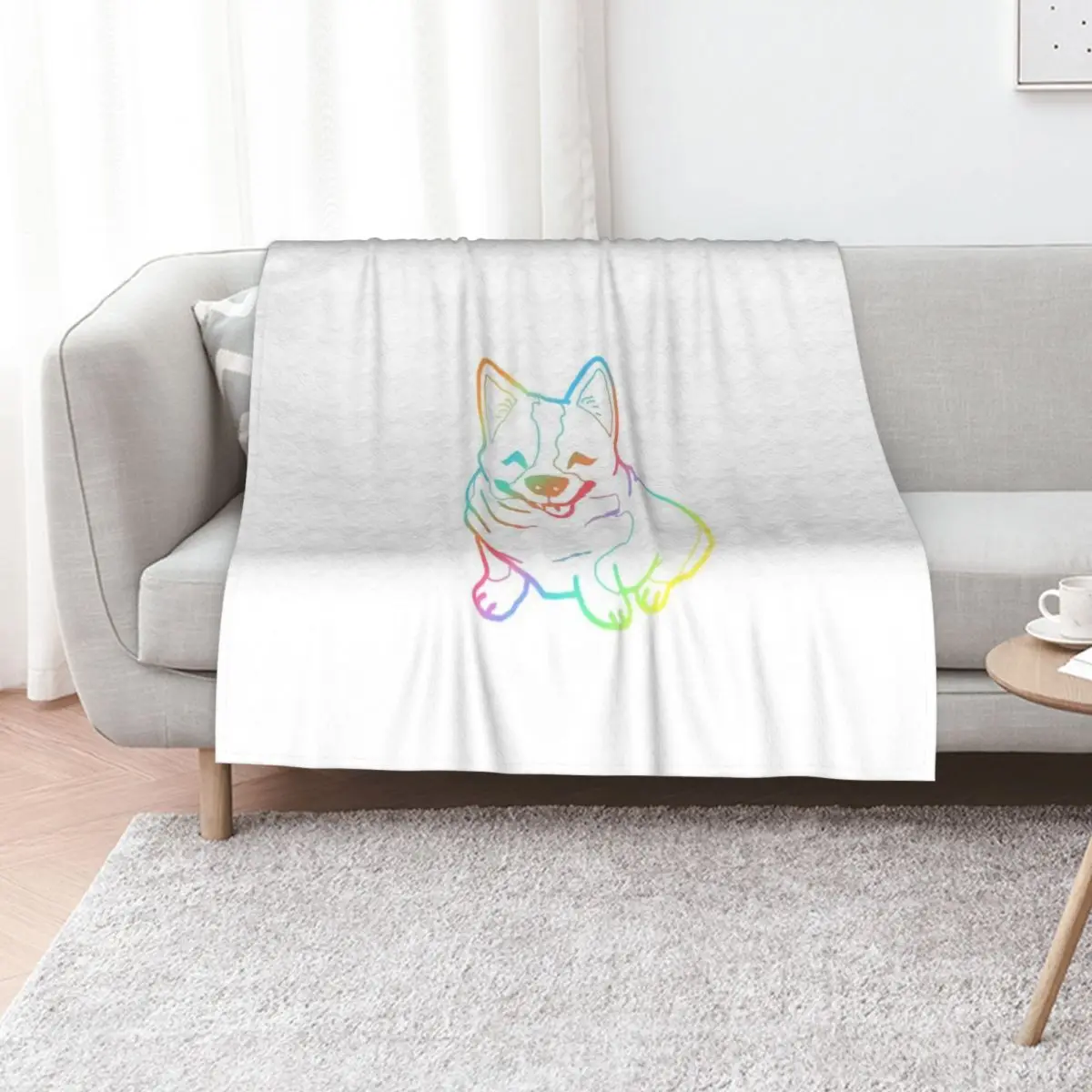 Holographic fat corgi magnet Throw Blanket Large Flannels blankets and throws For Sofa Thin Cute Plaid cosplay anime Blankets