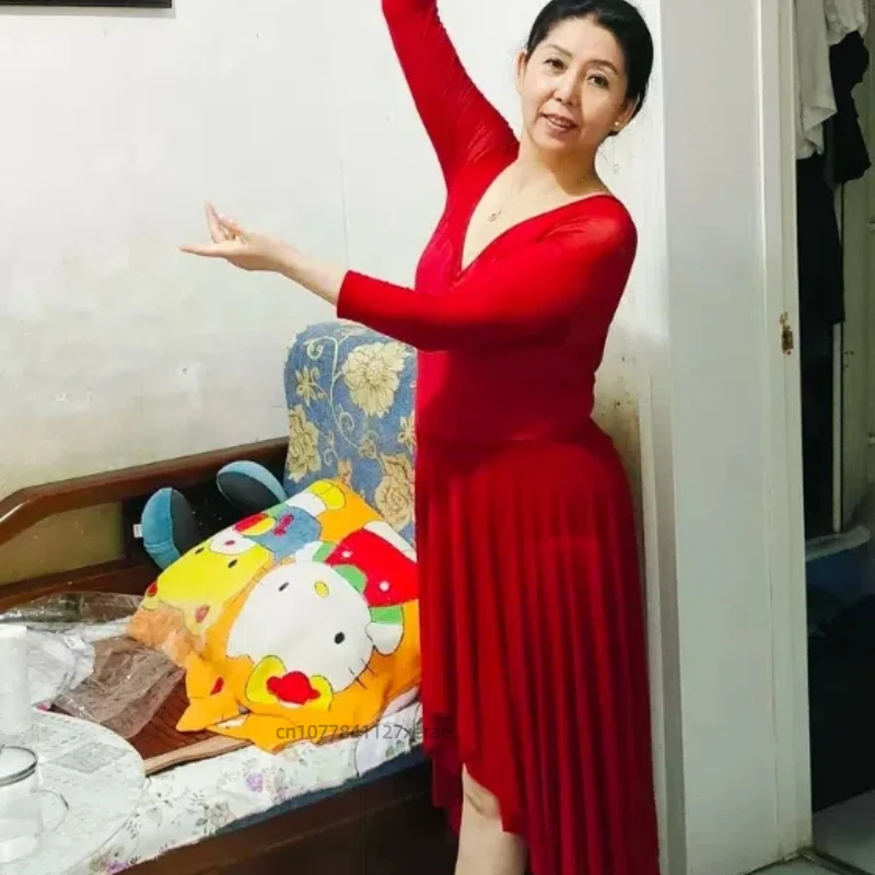 Ballet Jumpsuit, Adult Gymnastics Practice Costume, Chinese Dance Performance Costume, Ethereal and Graceful Dance Skirt