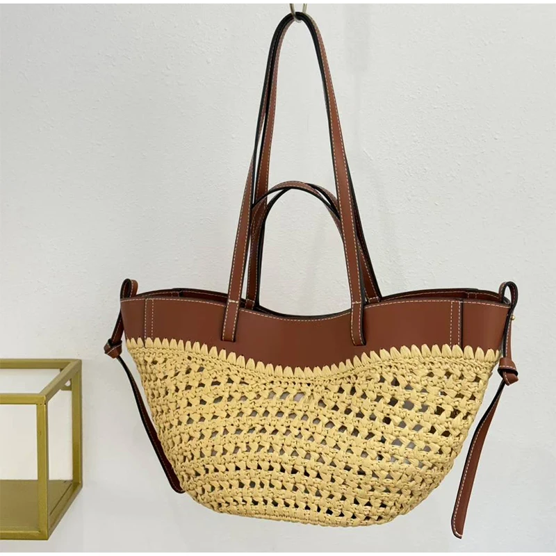 Borsa a spalla donna in paglia intrecciata borsa secchiello chic_voghion.com
