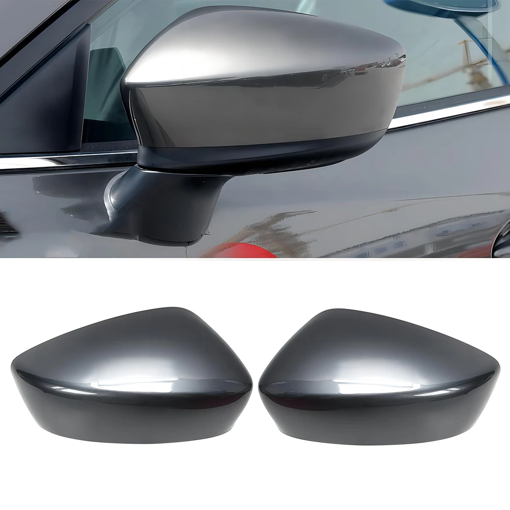 Car Left Right Side Rear View Mirror Cover Cap Fit for Mazda 3 Axela 2014 2015 2016 Dark Grey ABS