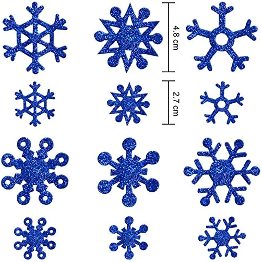 50 Pieces Glitter Snowflakes Foam Stickers Self-Adhesive Winter Snowflake  for Christmas Party and DIY Craft Projects