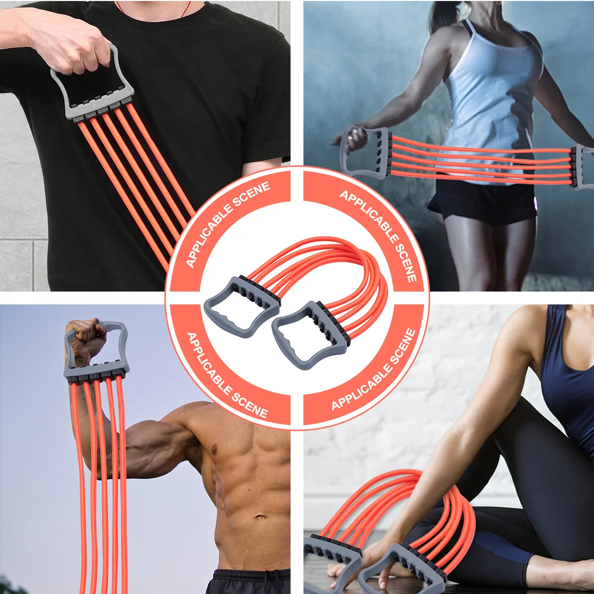 5 Pieces of Tension Rope Chest Expander Spring Exerciser Training Equipment for Pectoral Muscle Arm Pulling Band Pp Tool