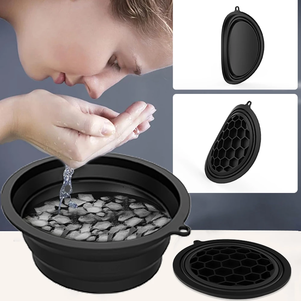 

Силиконовый складной умывальник для лица с льдом, чаша для лица с льдом, встроенная решетка для льда, подключаемая чаша для лица, бытовая ледяная ванна для лица