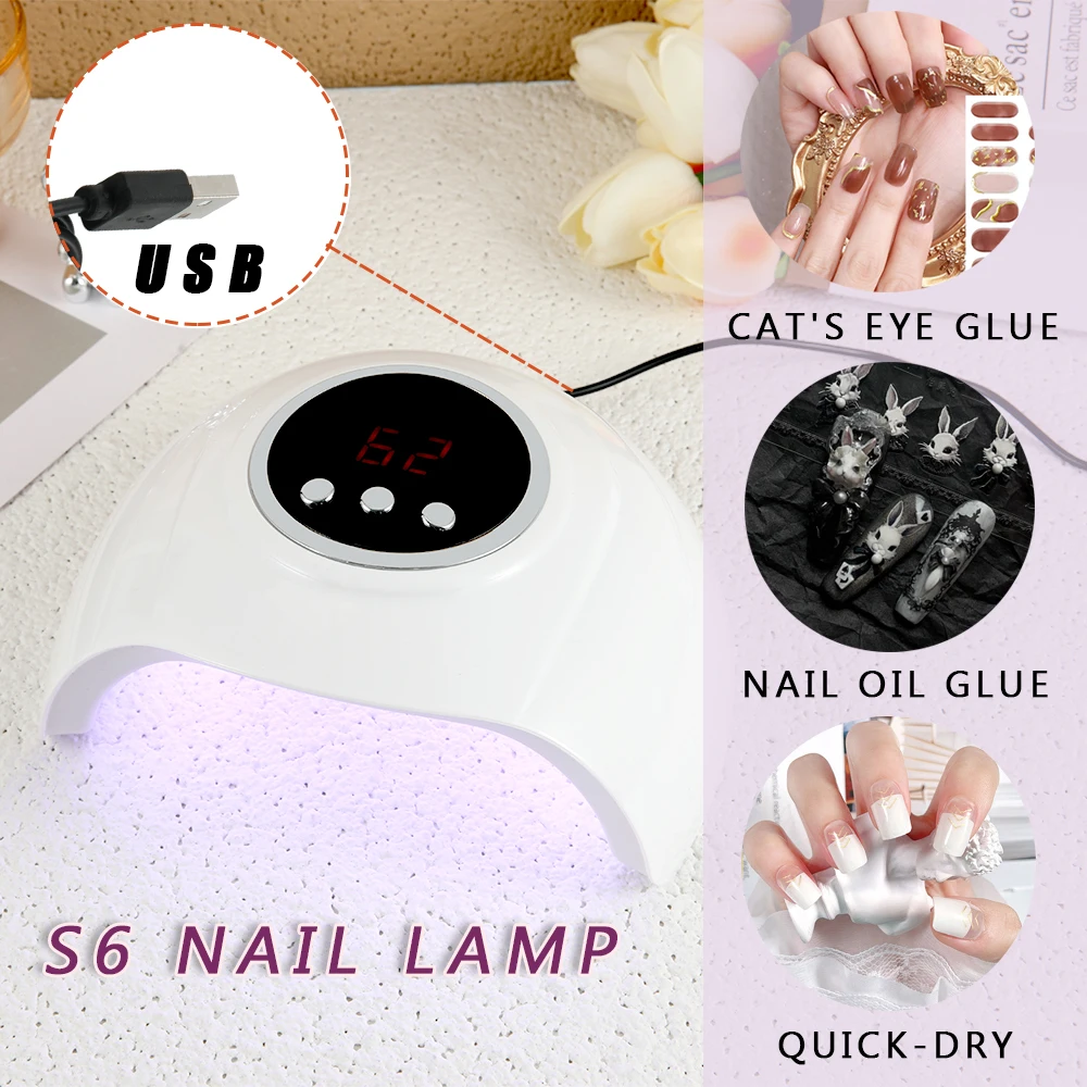 TFSCLOIN Led Nail Camp do suszenia wszystkich żelowych lakierów do paznokci, z interfejsem USB 24, podwójne źródło światła, koraliki do lamp dla kobiet