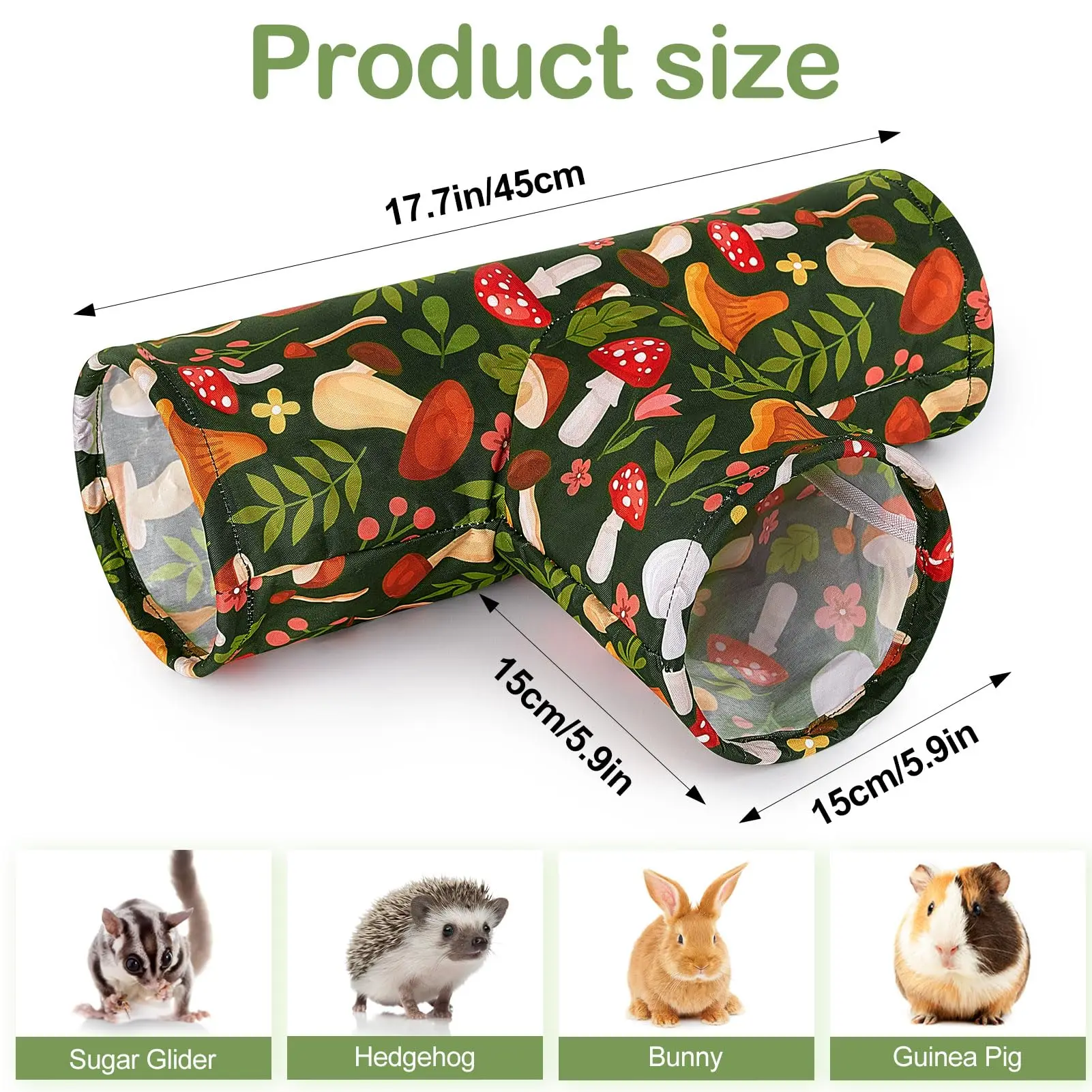 Guinea Pig Tunnel 3 Way Washable Hideout Foldable Tunnel Toys for Bunny Hamster Chinchilla Ferret Rabbit Guinea Pigs Accessories view 2