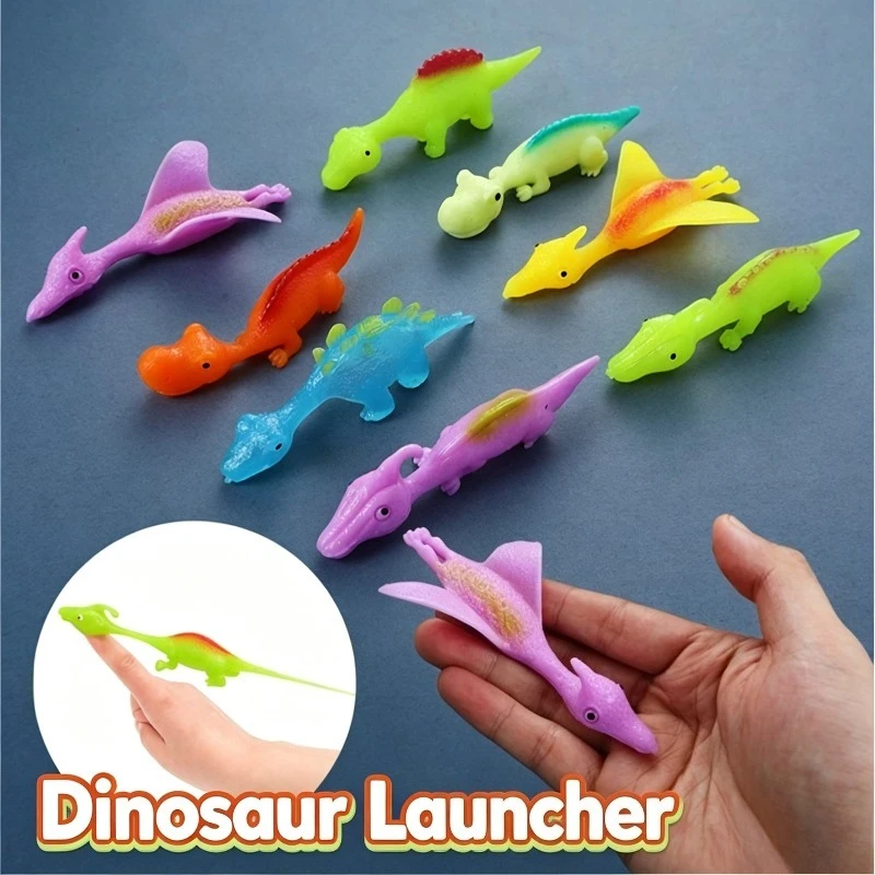 Shooting Small Dinosaur Fingers Slingshot Elasticity Decompression Sticky Music Decompression Pinching Music Sticky Wall Toy view 5