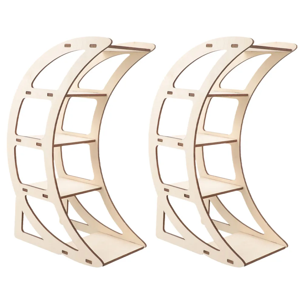 

2 Pcs Wooden Shelf Decorations for Living Room Shelves Aesthetic Home Storage Rack Crystal Display Moon Holder Beige Altar Wall