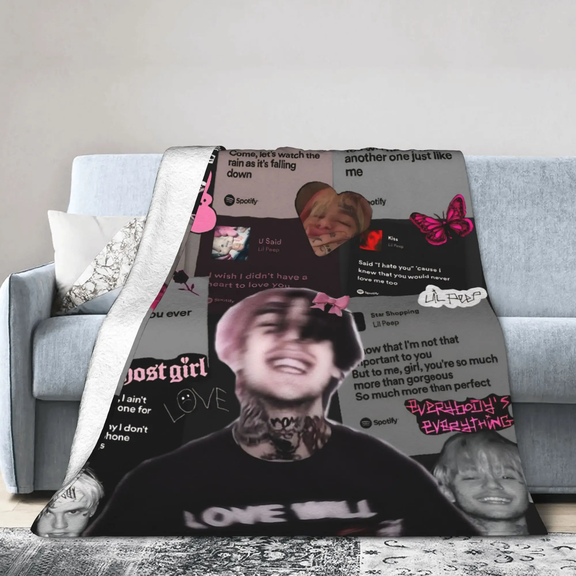 Lil Peep Cool Rapper Blankets Super Soft Velvet Comfortable Present  Throw Blanket Plush Thin Quilt