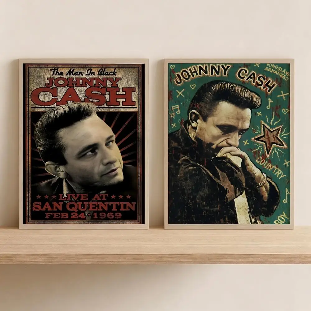 J-Johnny Cash Singer Painting Calligraphy Modern Canvas Wall Art for Bedroom & Living Room | Home Decor Gift