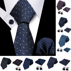 Luxury 8CM Man Tie Set Necktie For Men Business Pocket Square Cufflinks 3pcs Set Suit For Wedding Groom Groomsman Shirts Gravata