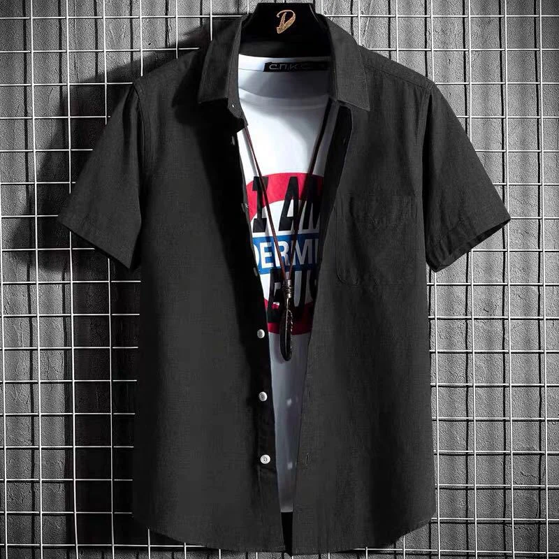 

Short Sleeve Oxford Cloth Shirt Men's Slim Fit Casual Business Style Summer Thin Pure Color City Walk Wear Youth Popular