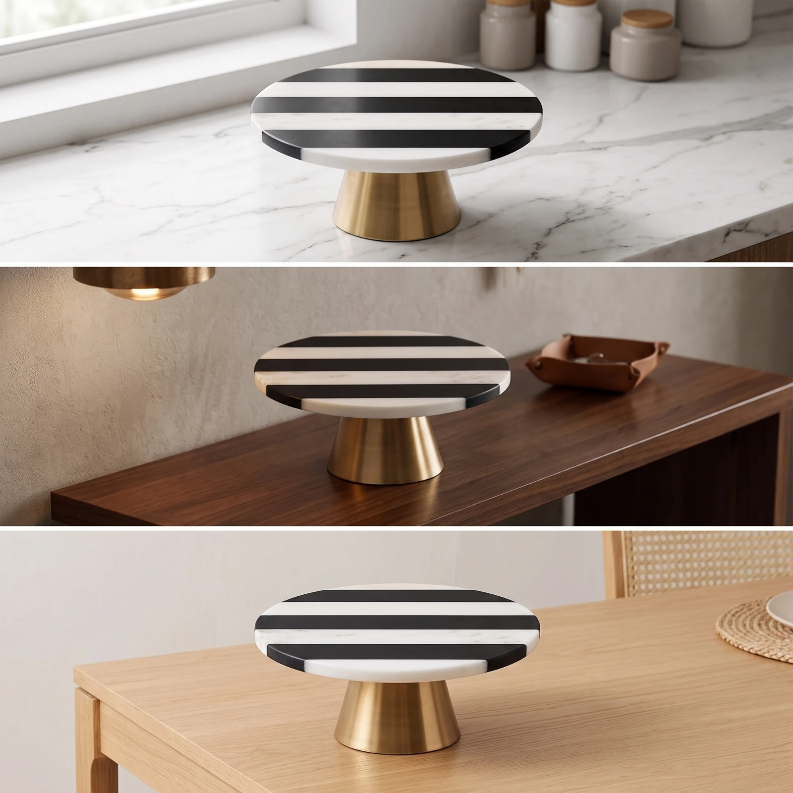 Plateau de service sur pied, élégant plateau décoratif avec support, support à gâteaux sur pied, finition lisse de qualité supérieure pour hôtes de réceptions, décoration de table