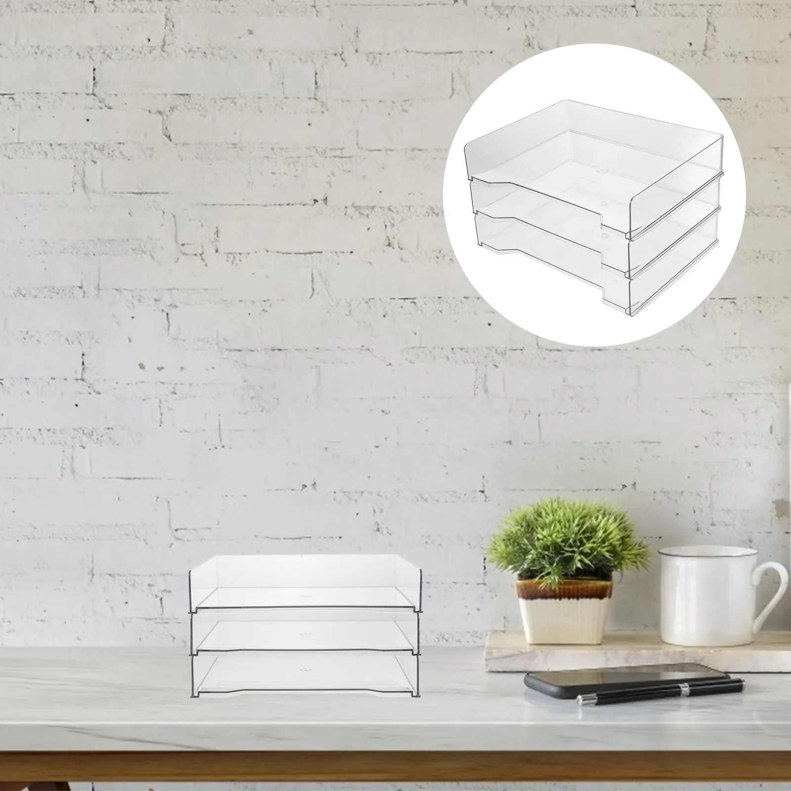 3Pcs Document Shelf Plastic Desk Organizer Office File Storage Rack for Study Office Use Desk Organizers and Accessories