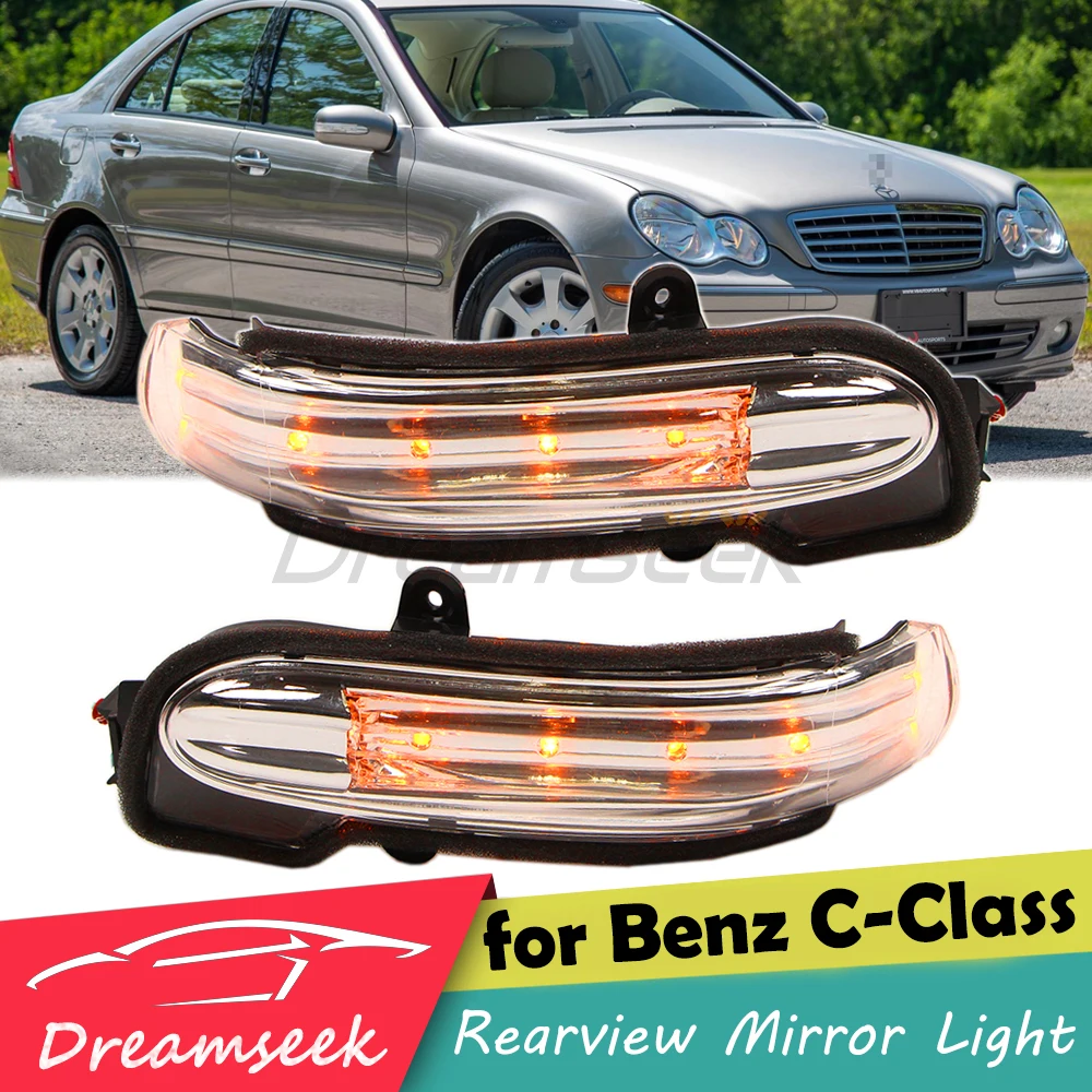 LED Side Rearview Mirror Turn Signal Light for Mercedes-Benz C-Class W203 2001-2007 Clear Lens Left Right Indicator Blinker Lamp
