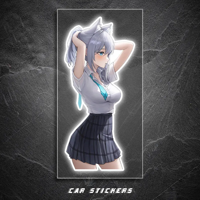 Blue Archive Anime Shirasu Sunaookami Sticker, Japanese Style Girl Vinyl Decal, Waterproof Decor Sticker for Car Motorcycle