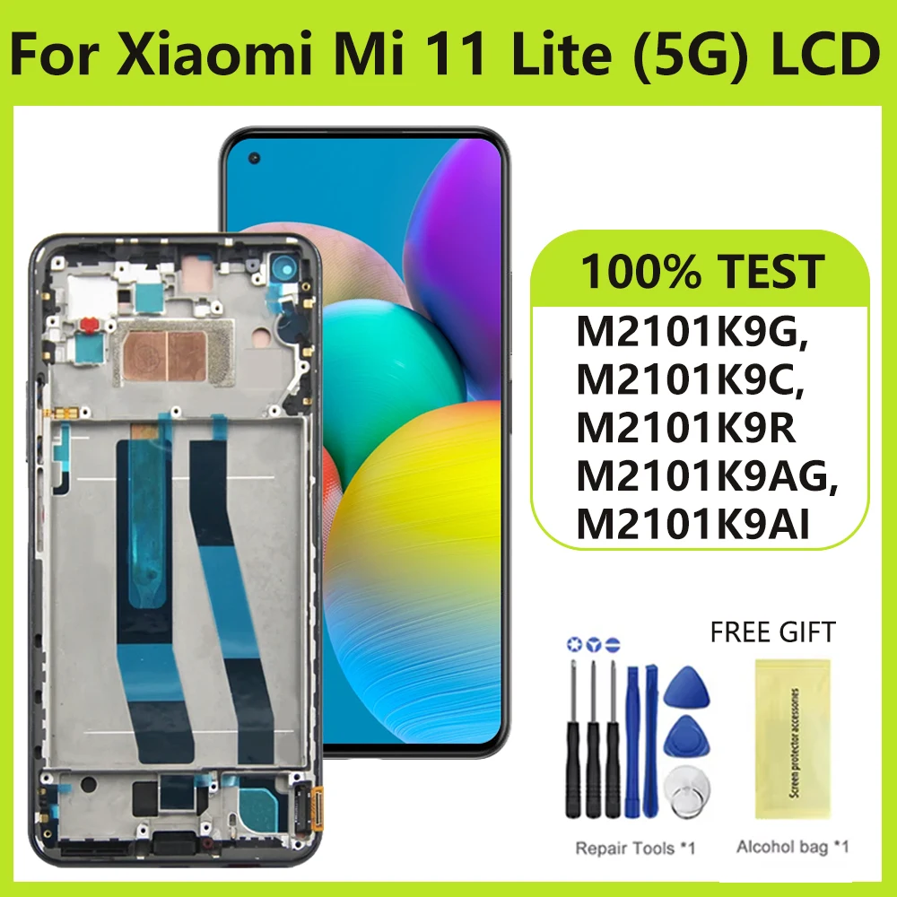 Display For Xiaomi Mi 11 Lite 5G M2101K9G LCD Touch Screen Digitizer Assembly LCD For Xiaomi Mi 11 Lite M2101K9AG Display Screen