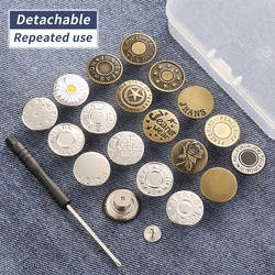 10pcs jeans button adjustable waist shrinker Nail free metal button Removable I-button seam free waist button
