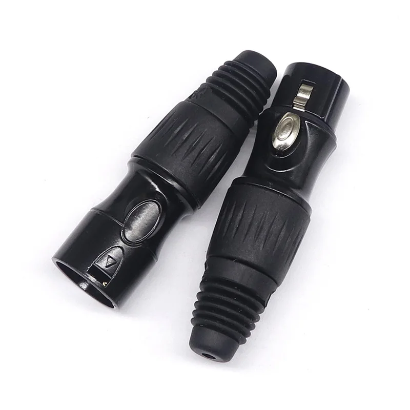 50set XLR 3 Pin Male and Female Microphone Audio Cable Plug Connector Cannon MIC Cable Terminal Black Microphone Plug