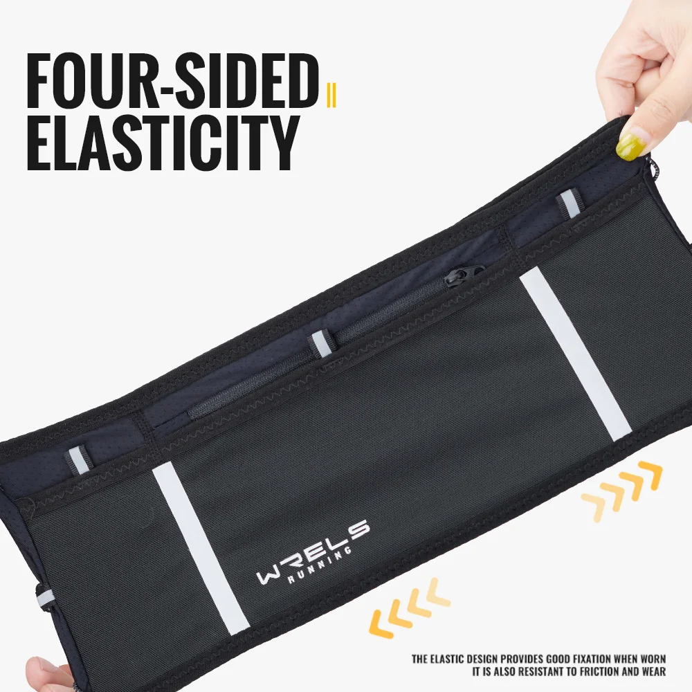 WRELS Invisible Elastic Waist Bag Unisex Waterproof Close Fitting Multi Function Fanny Pack Running Belt Marathon Cycling Bag