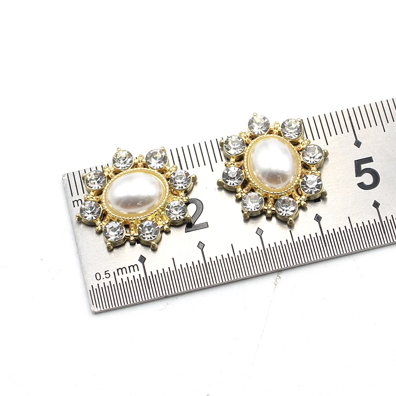 10Pcs 19 * 22MM oval diamond pearl alloy accessories Diy wedding dress headwear gift box accessories