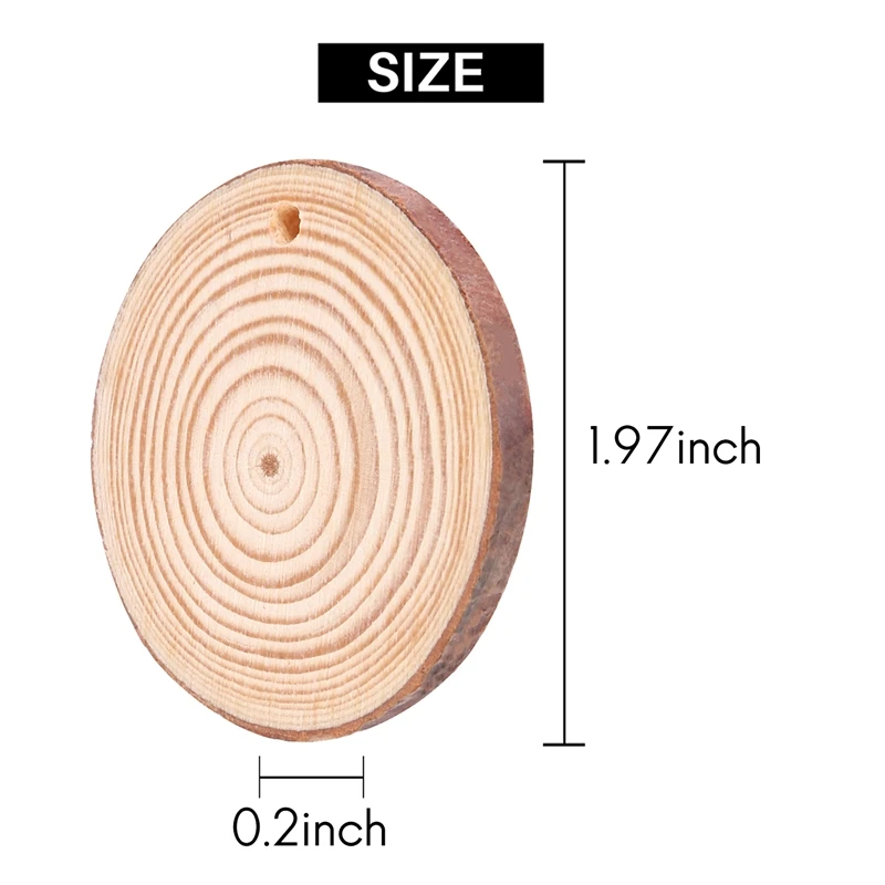 40 Pcs Natural Wood Slices Unfinished Predrilled With Hole Round Discs Wooden Circles For Christmas Ornaments