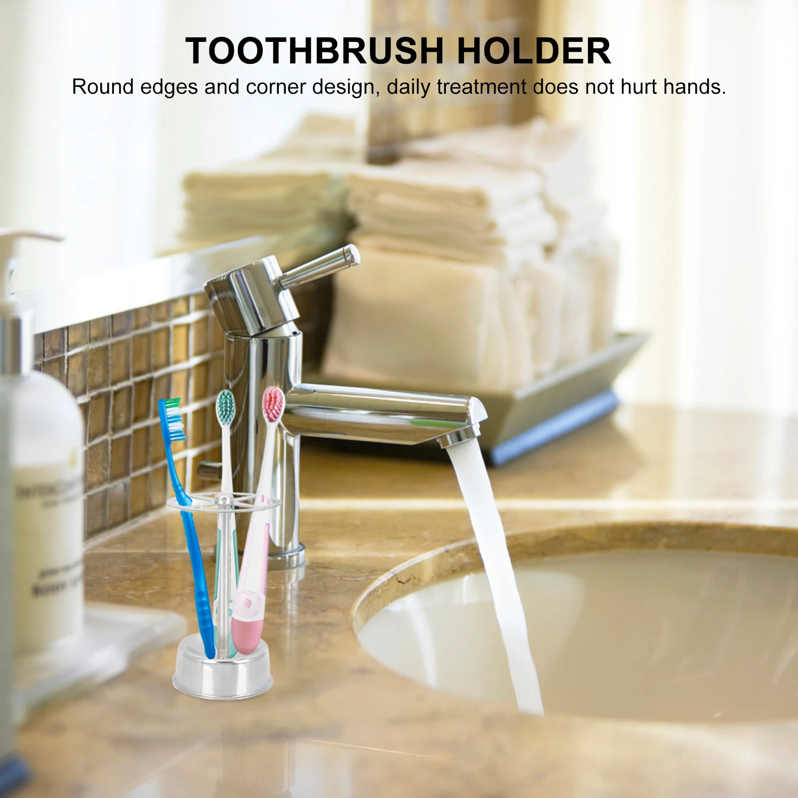 

Stainless Steel Toothbrush Holder Bathroom Toothpaste Clean Divided Rack Space Saving Simple Design Toothbrush