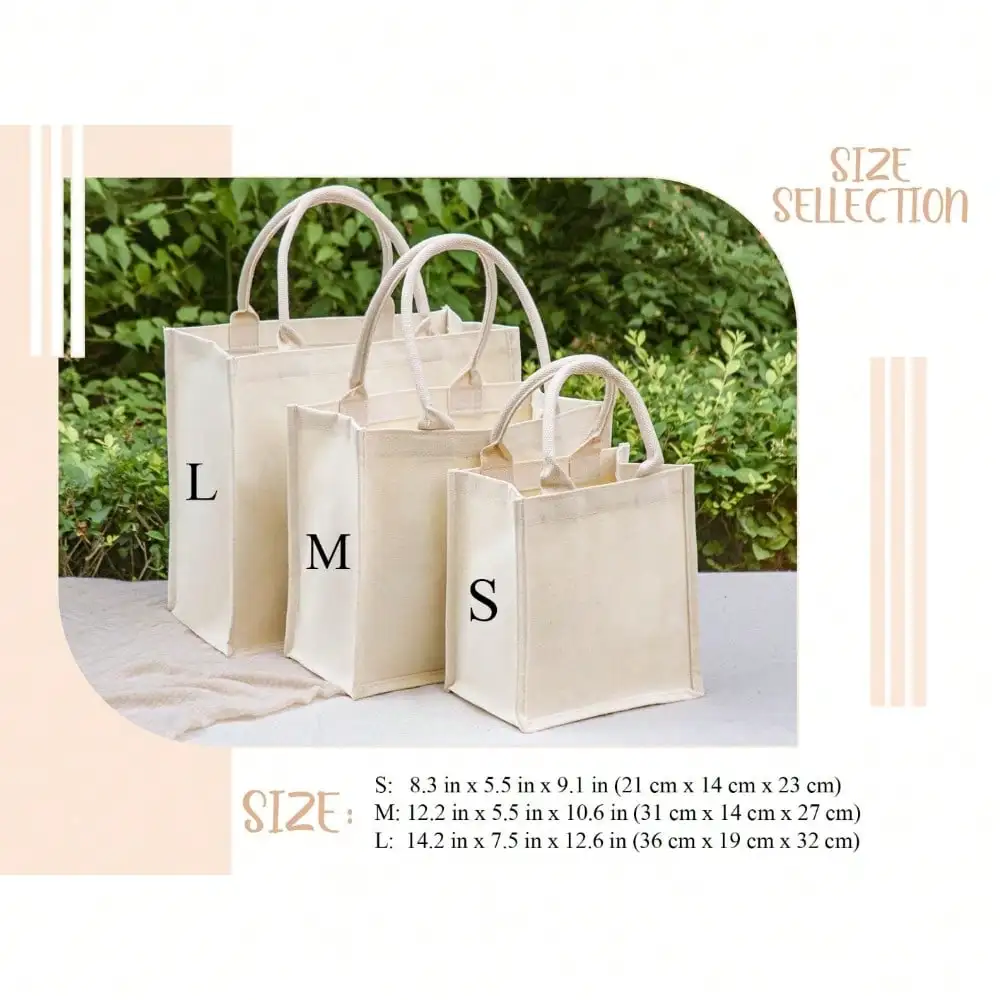 Personalisierte Canvas-Tragetasche mit minimalistischem schwarzem Text für Brautjungfern | Robuste Hochzeits- und Partygeschenke – Detail 5