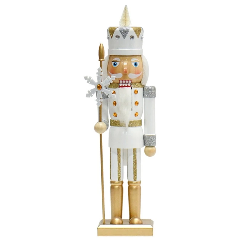 

Sparkling Gold Snowflake Nutcrackers Statue 36cm Christmas Table Decoration Dropship