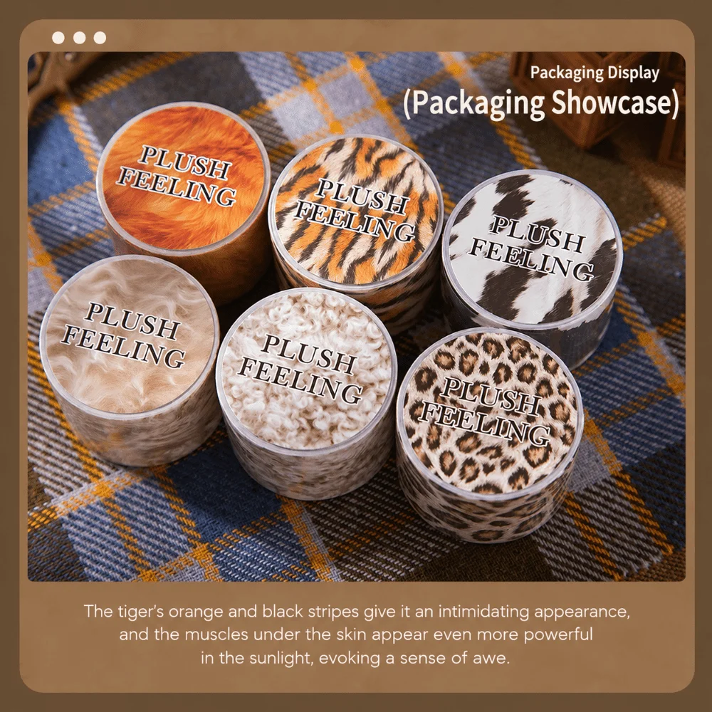 Animal Hair Pattern Decorative Adhesive Tape Leopard Tiger Milk Cow Print Paper Washi Tape Fluffy Texture DIY Journal