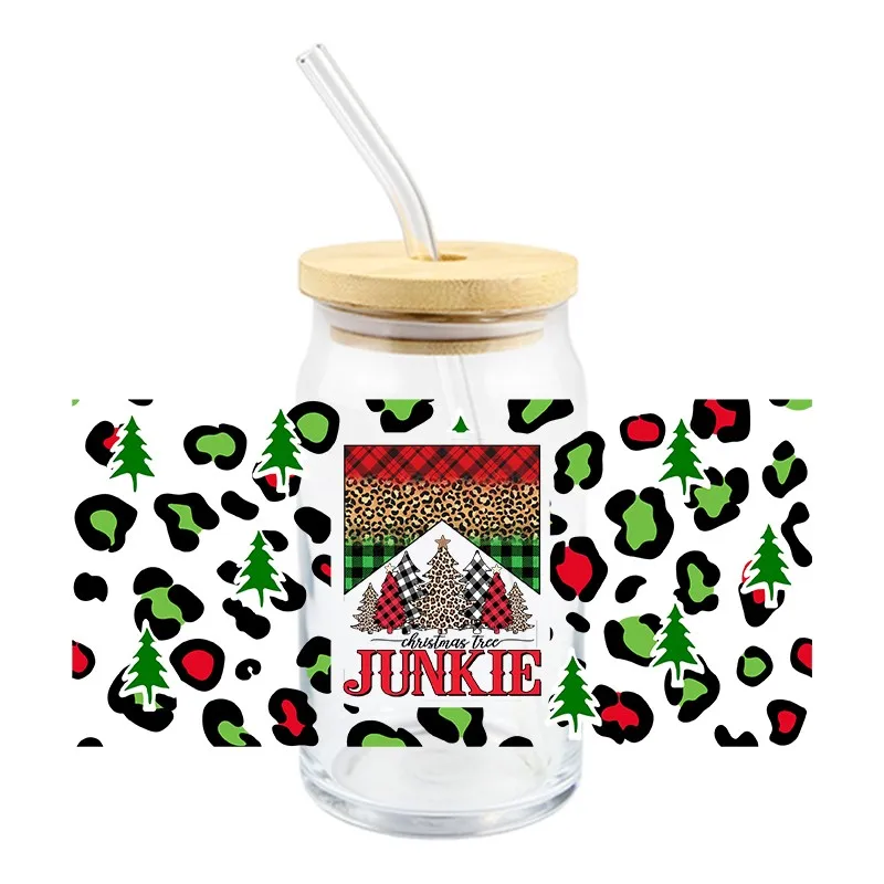 Christmas UV DTF Wrap Transfer Stickers Christmas Tree Jesus Design Waterproof Wrap For Bottles Cups Mugs DIY Decal
