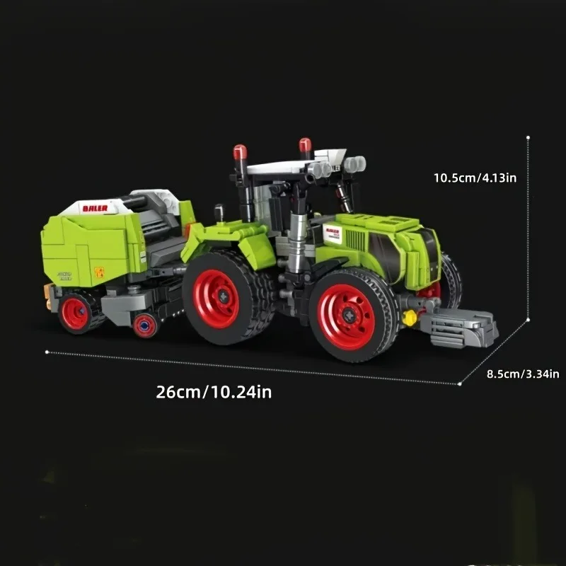 Nouveau jeu de blocs de construction de tracteur de bale de foin de noël, blocs de construction d'assemblage, blocs de construction de décoration de bureau, cadeau de noël,
