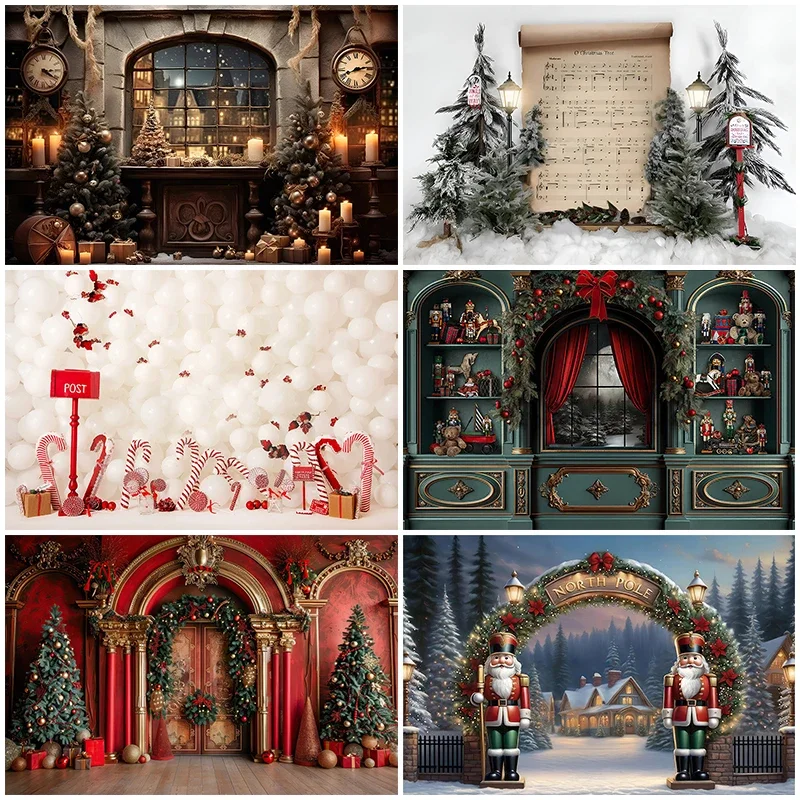 

Christmas Snowy House Front Backdrops Kids Baby Photocall Props Adult Child Photography Xmas Trees Winter Wooden Door Background