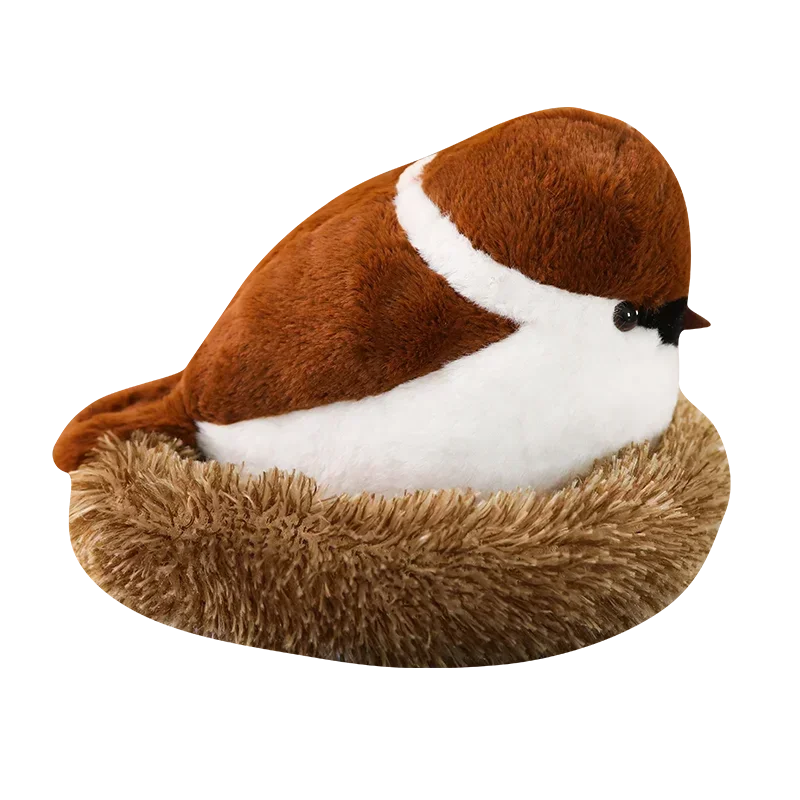 

Мягкие очаровательные реалистичные мягкие птицы, воробья, плюшевые игрушки с пушистым гнездом, мягкие игрушки, забавный креативный подарок для детей, друзей