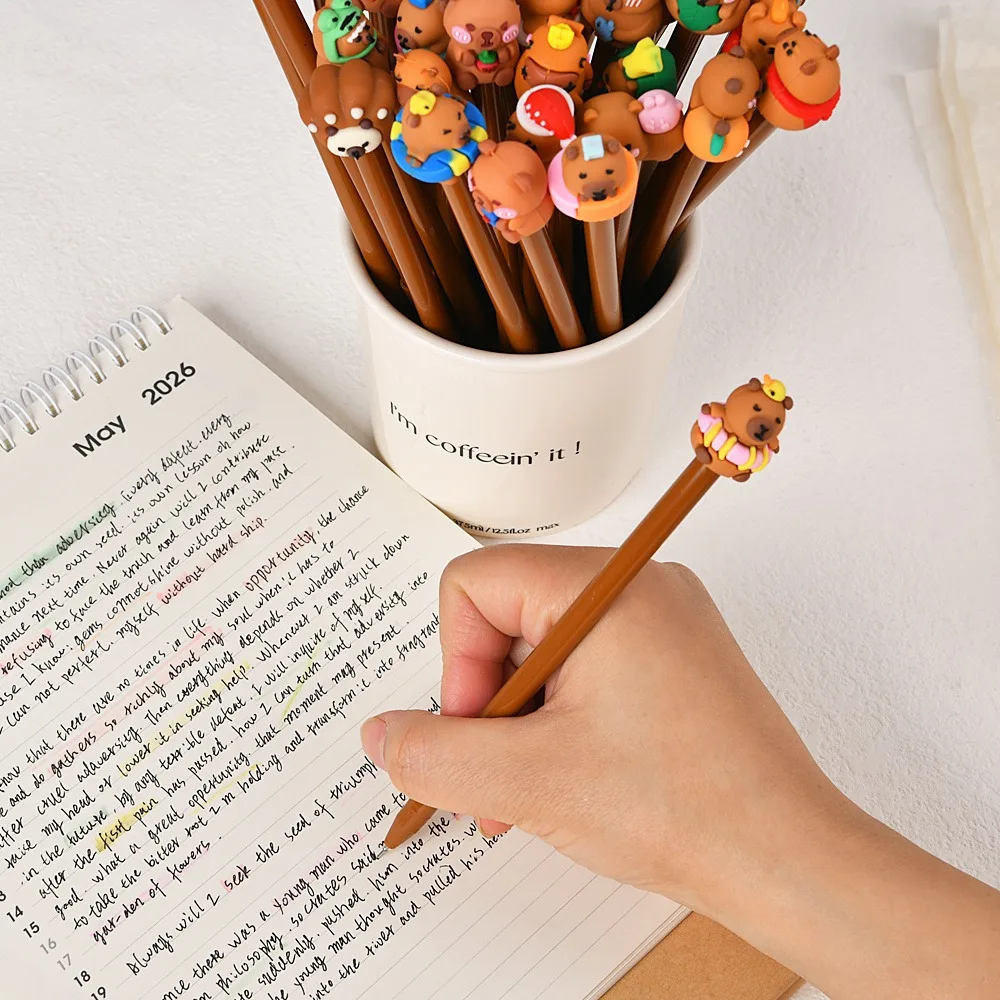 5-25Pcs Cartoon Capybara Gel Pen,Kawaii Shape Design,Black Ink,Durable Writing Tool,School Office Stationery,Birthday Gift Prize image 3