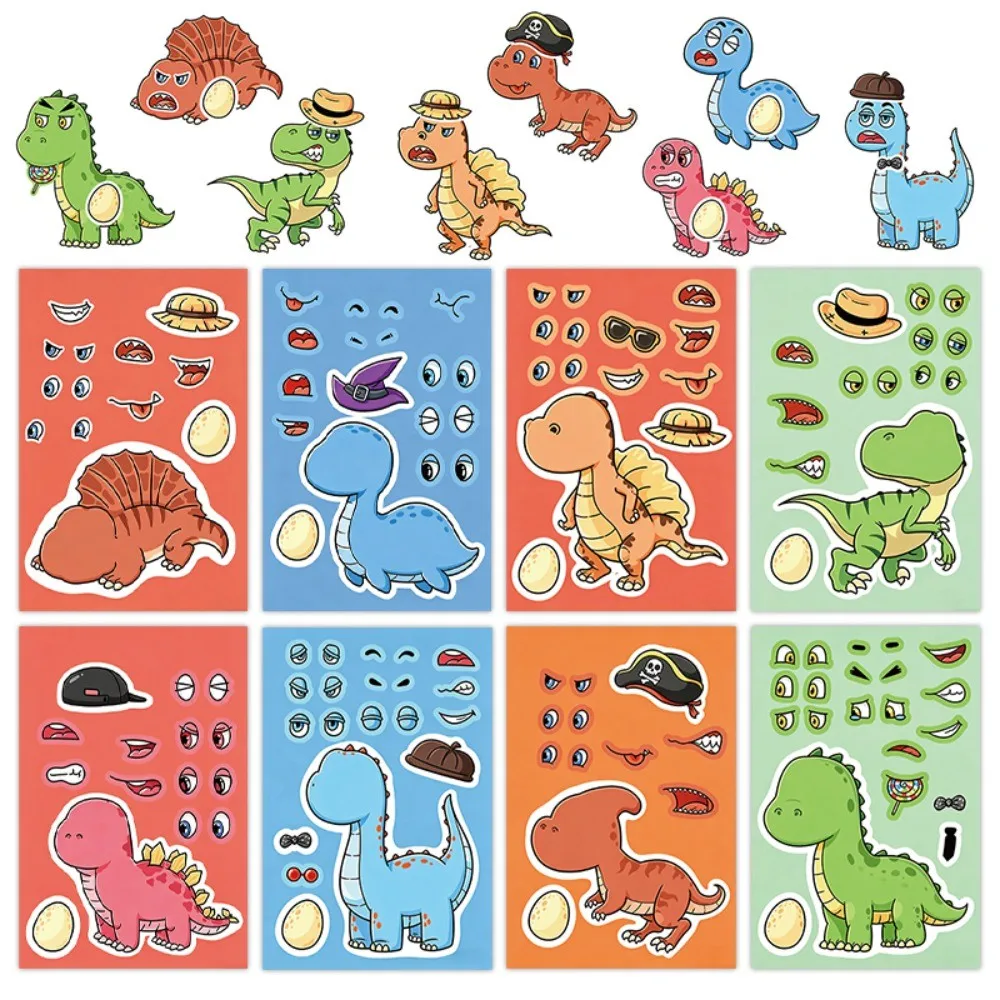 8Pcs Dinosaur Themed Stickers, Trendy Graphic Decals for Journal, Gadget DIY Decoration Anime Worlds Store