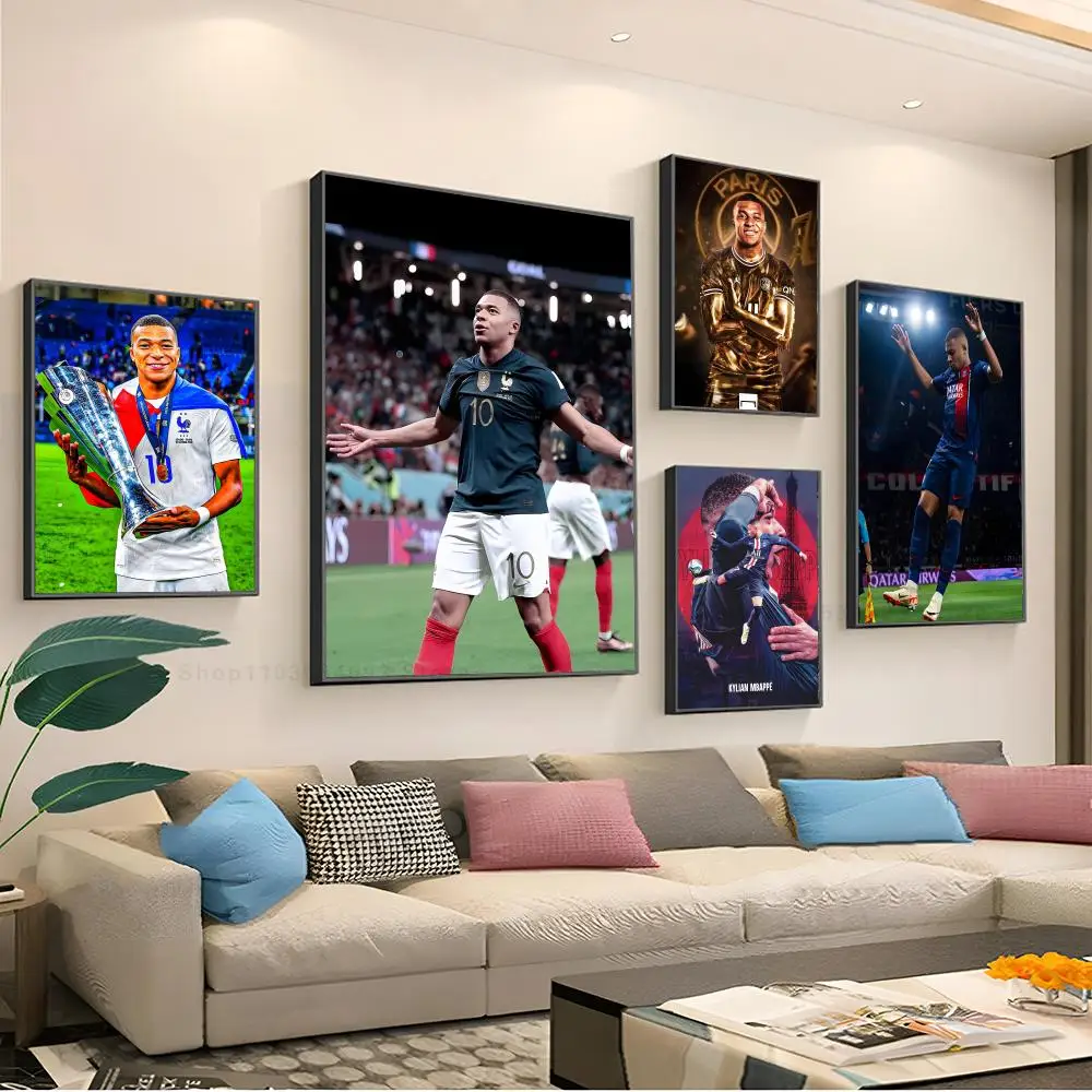 K-Kylian Football M-Mbappés Poster Paper Print Home Living Room Bedroom Entrance Bar Restaurant Cafe Art Painting Decoration