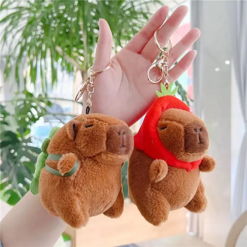 3 styles New Capybara Plush Keychain turtle strawberry Cartoon Keychain Key Holder Car Bag Pendant Charms Fans Fashion Gift